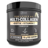 Front view of Premium Multi Collagen Peptides Powder Vanilla 45 Servings