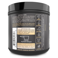 Back packaging showing nutrition facts for Premium Multi Collagen Protein Powder Vanilla