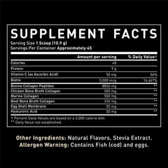 Ingredients list for Premium Multi Collagen Protein Powder Vanilla