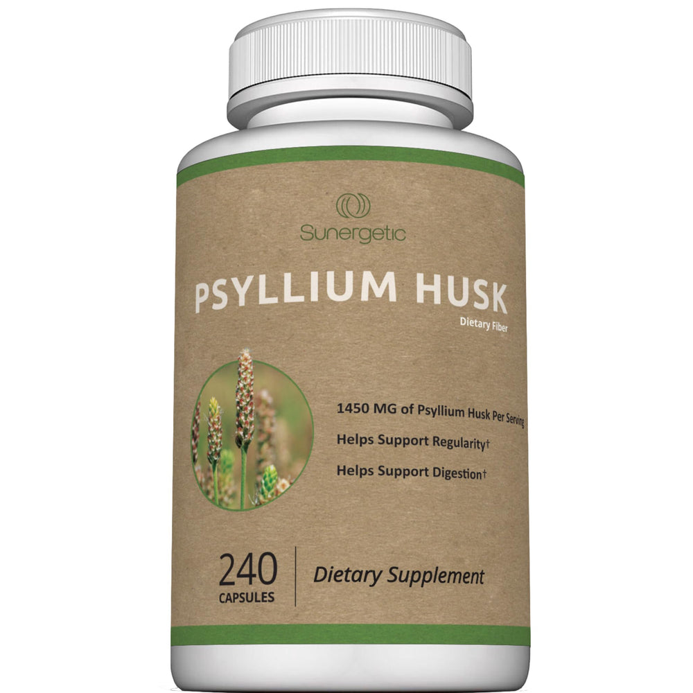 Bottle of Premium Psyllium Husk Fiber Supplement 1450mg - 240 Capsules