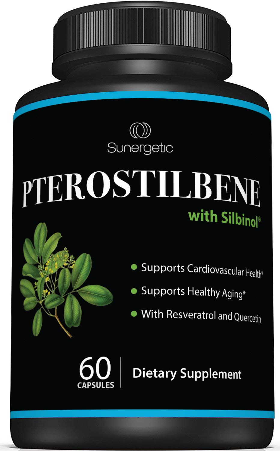 Premium Pterostilbene supplement bottle with 60 capsules