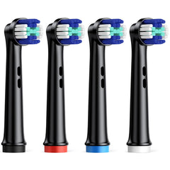Premium 4-pack replacement brush heads in black with color collar
