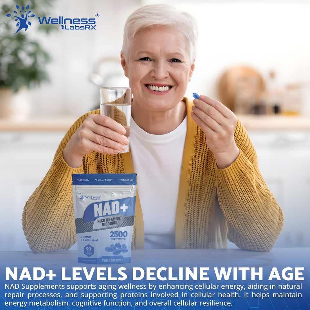 Premium NAD+ and Resveratrol formula for energy and longevity