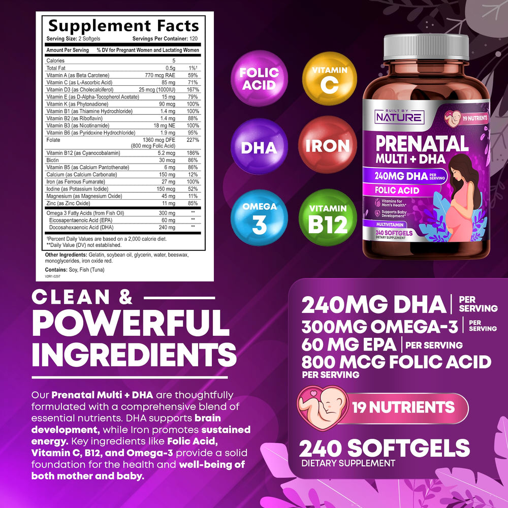 Nutrients highlights DHA, Folic Acid, Vitamin C and B12