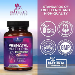 Prenatal vitamin bottle on a white background