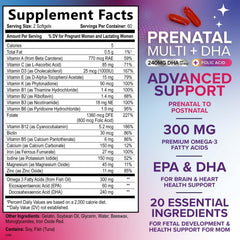 Close-up of prenatal vitamins softgels with DHA and iron