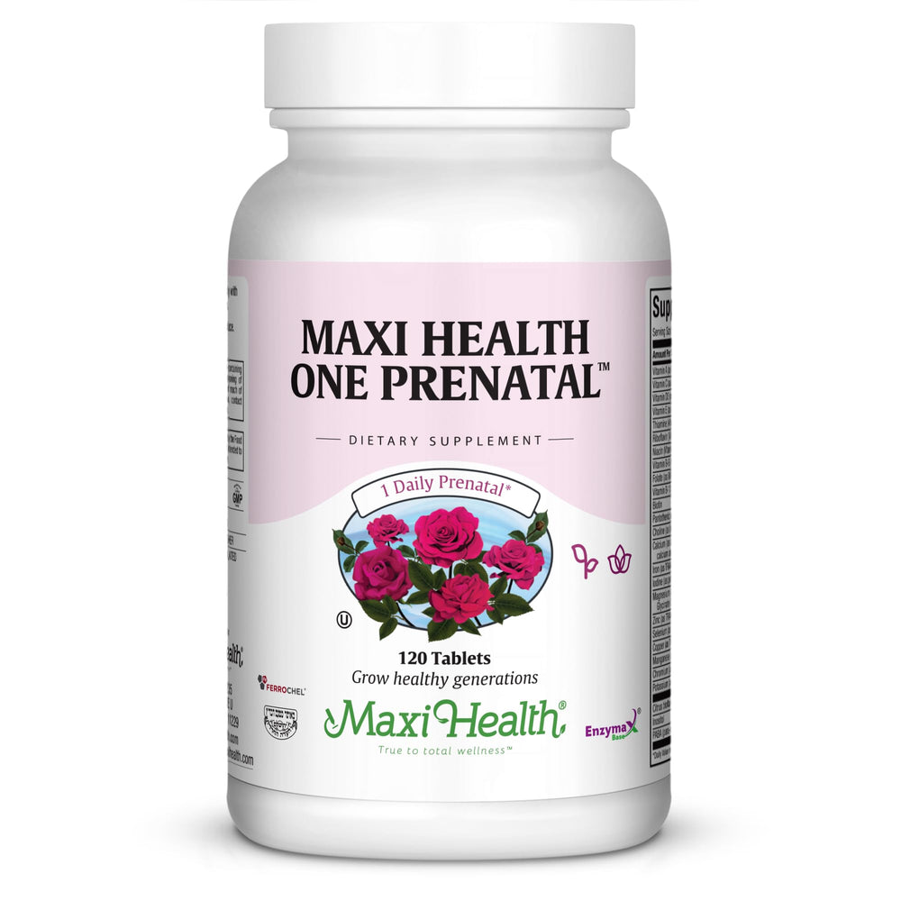 Bottle of prenatal vitamins with 120 tablets
