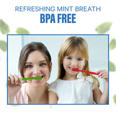 No water required brushing with pre-applied mint toothpaste gel