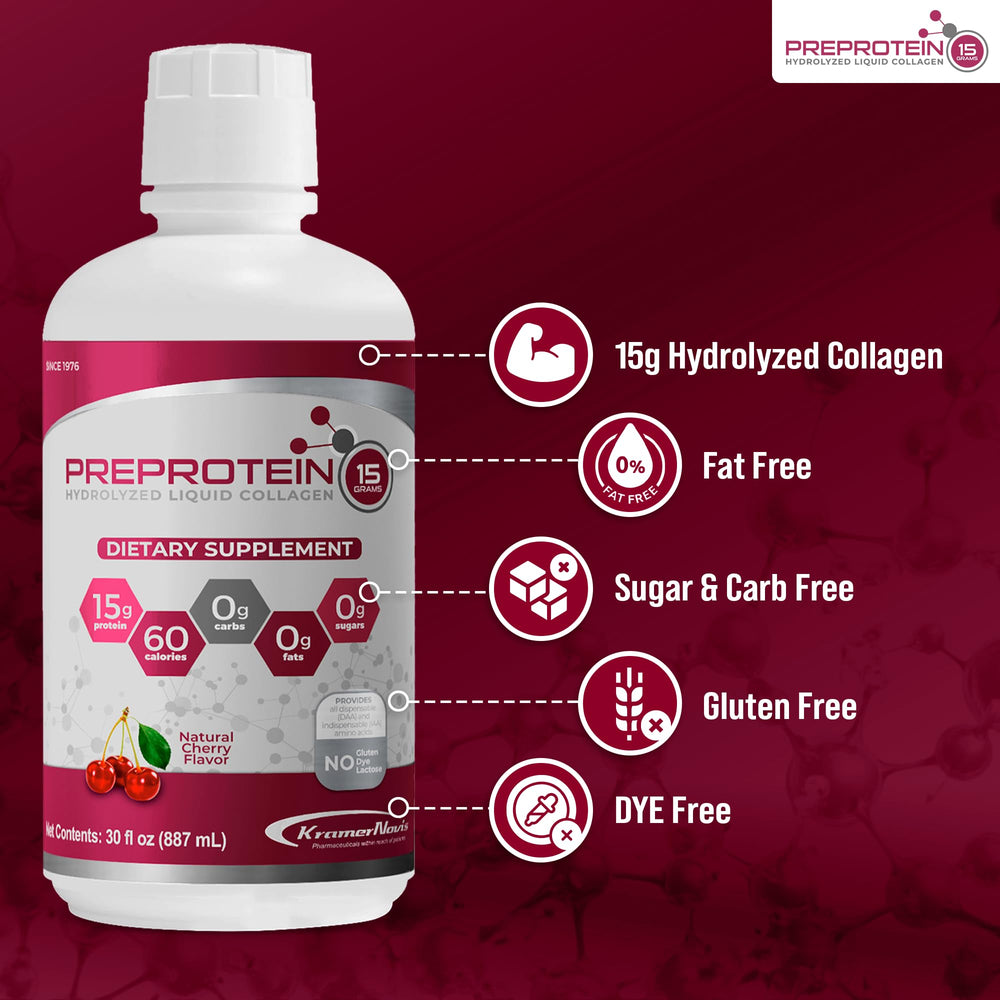 PreProtein 15 bariatric-care bottle illustrates fat-free sugar-free nourishment.