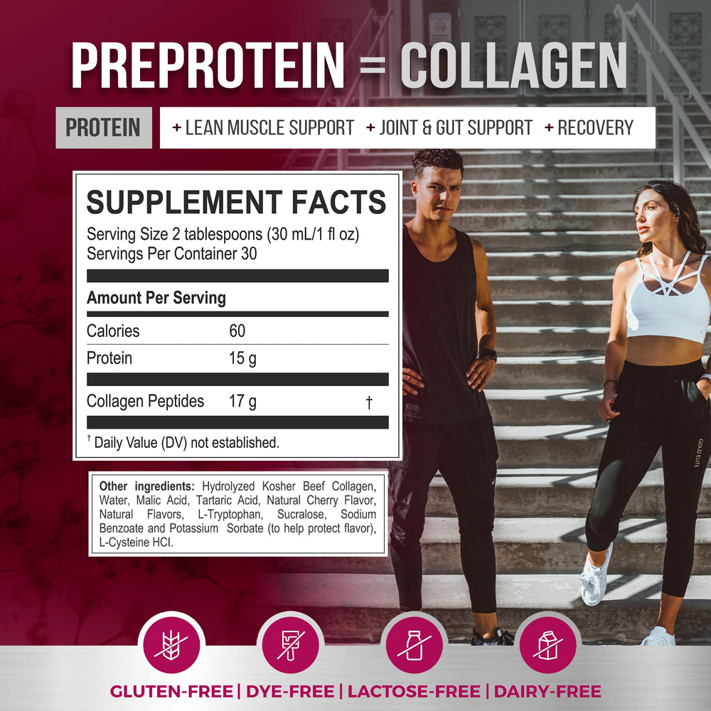 PreProtein 15 wound-healing focus highlights amino-acid-rich liquid protein.