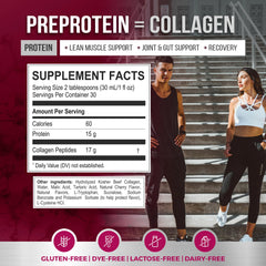 PreProtein 15 wound-healing focus highlights amino-acid-rich liquid protein.