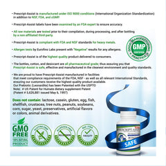 Prescript-Assist stomach-acid viability graphic demonstrating seed-like capsule protection.