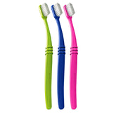 Three-pack Preserve toothbrushes in assorted colors.