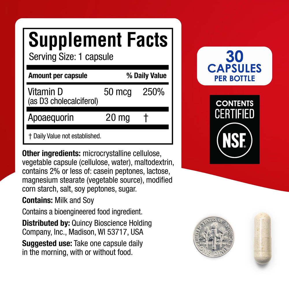Close-up of Apoaequorin ingredient label for Prevagen