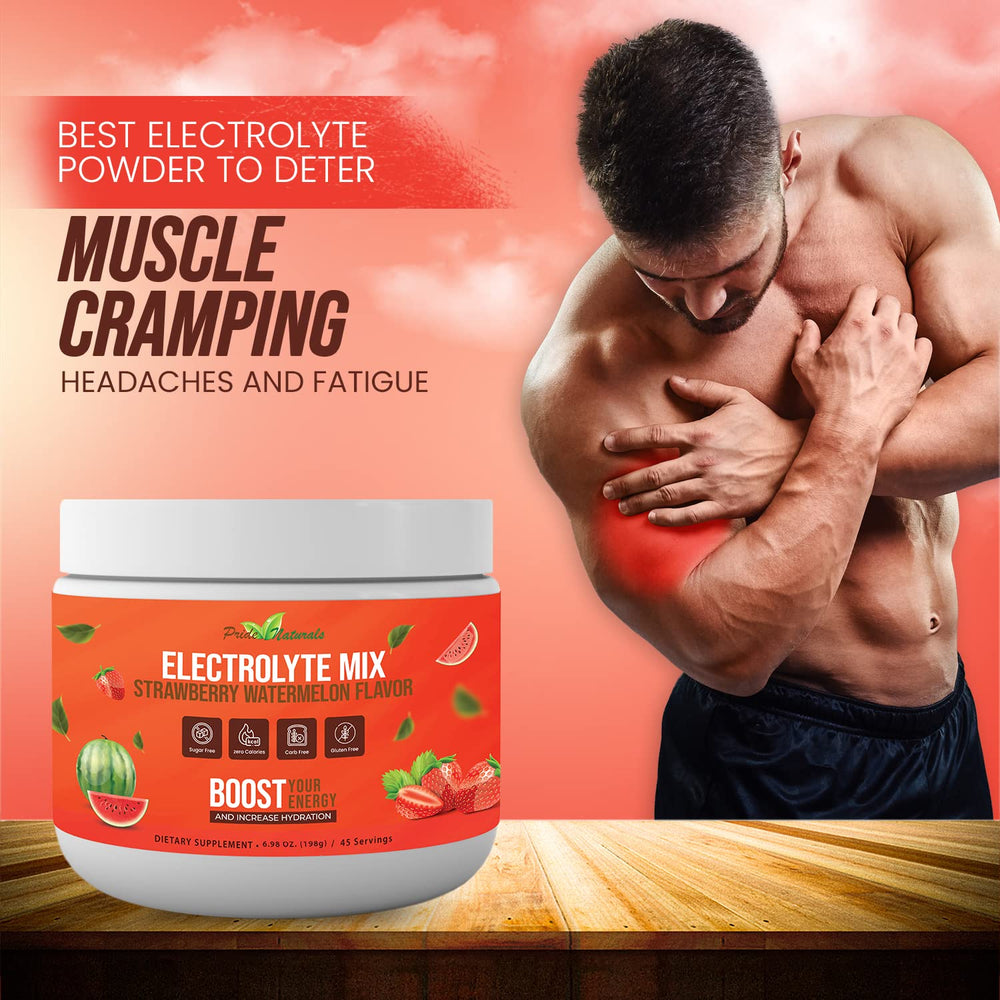 Pride Naturals Electrolyte Powder glass with pink hydration after workout