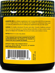 PrimaForce AAKG lab-test-results label conveys potency and purity