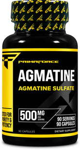 Front view of Primaforce Agmatine Sulfate 500mg bottle with 90 capsules