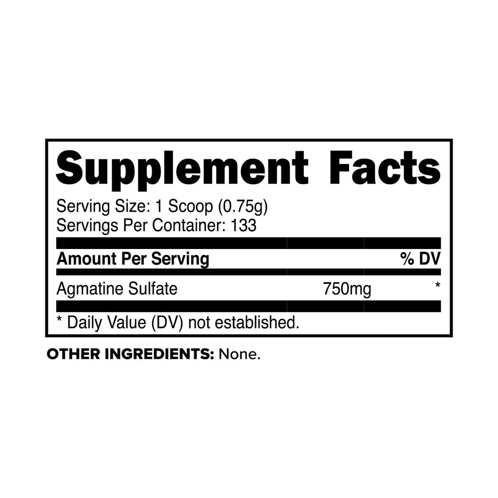 Supplement facts and ingredients for Primaforce Agmatine Sulfate powder