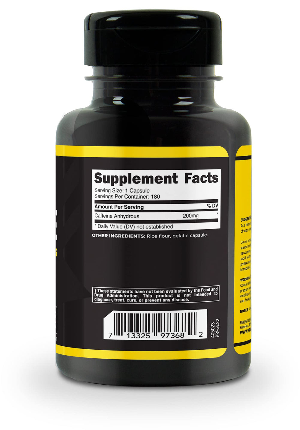 Primaforce caffeine pills serving close-up, one capsule per serving for a reliable daily boost