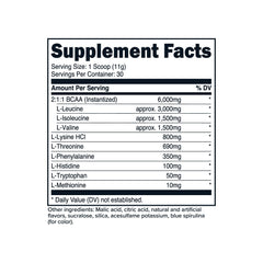 Nutrition facts panel for Primaforce EAA Powder Rocket Pop