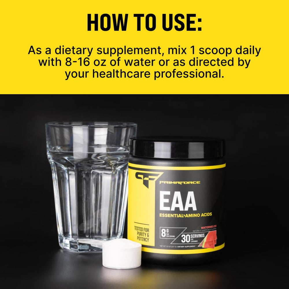 Third-party testing seal on Primaforce EAA Powder packaging