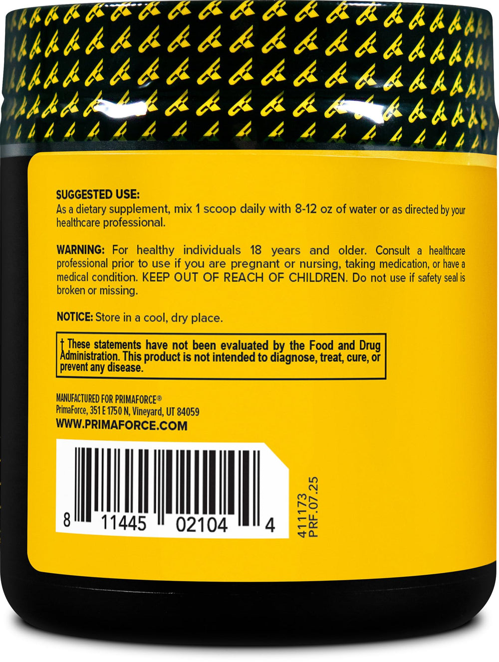 Close-up of PrimaForce HMB powder label