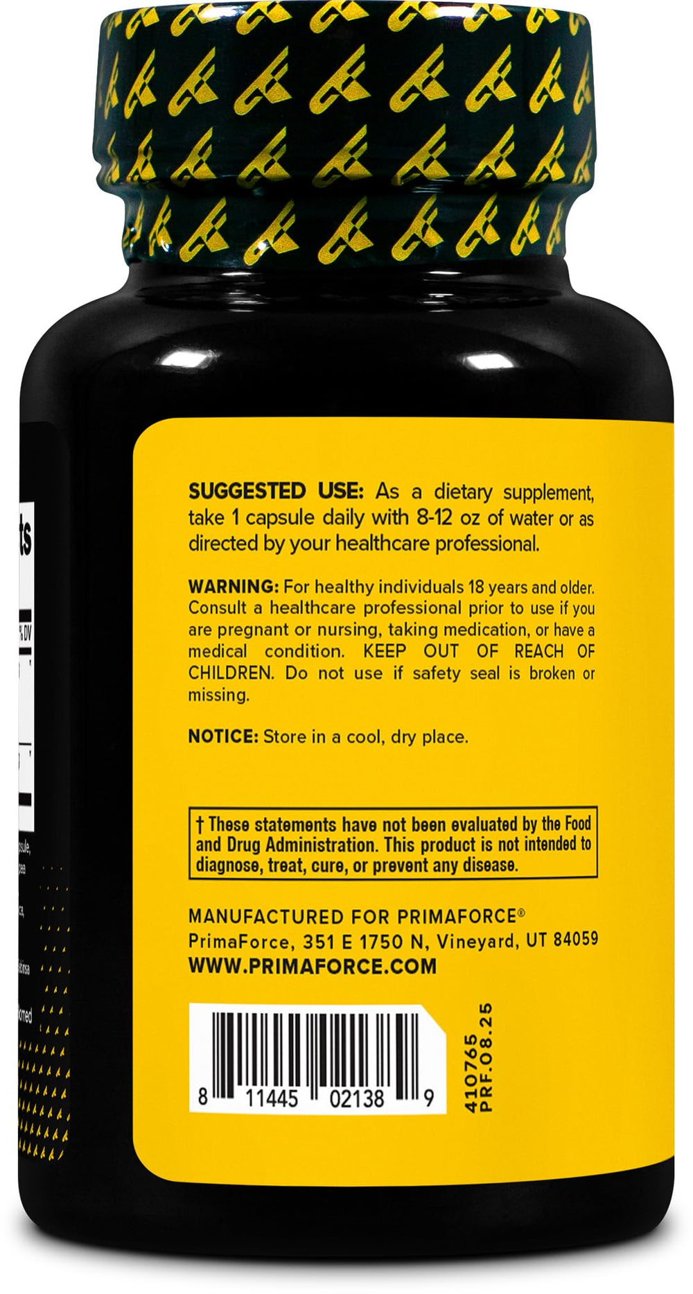 Front view of PrimaForce KSM-66 Ashwagandha bottle and label
