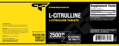 Supplement facts panel highlighting 2500mg L-Citrulline per serving