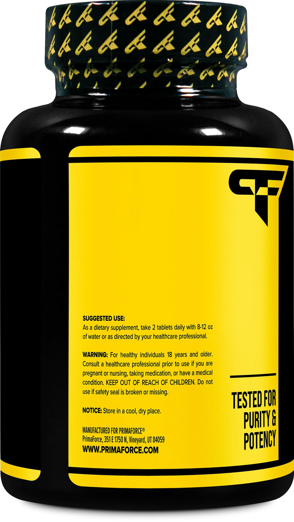 Bottle showing 120 tablets for 60 servings