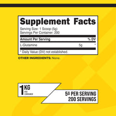 Primaforce L-Glutamine Powder 1000g back label