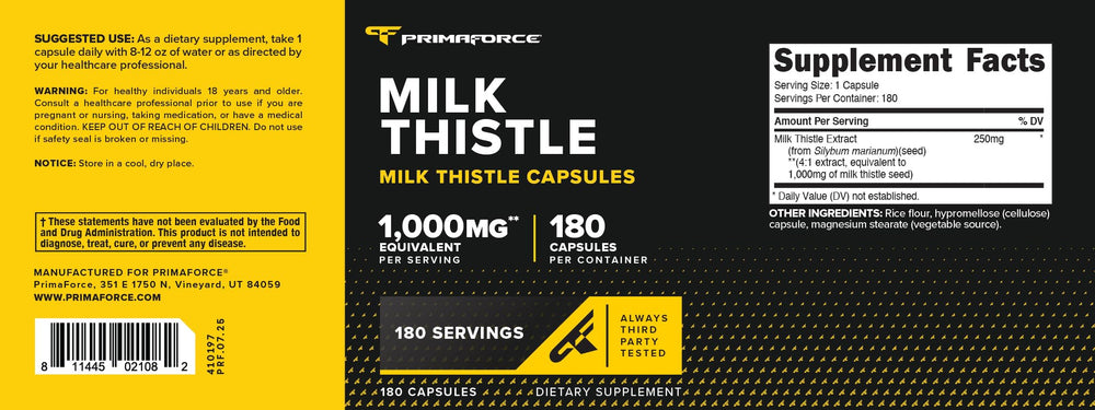 Serving size and bottle contents showing 180 capsules