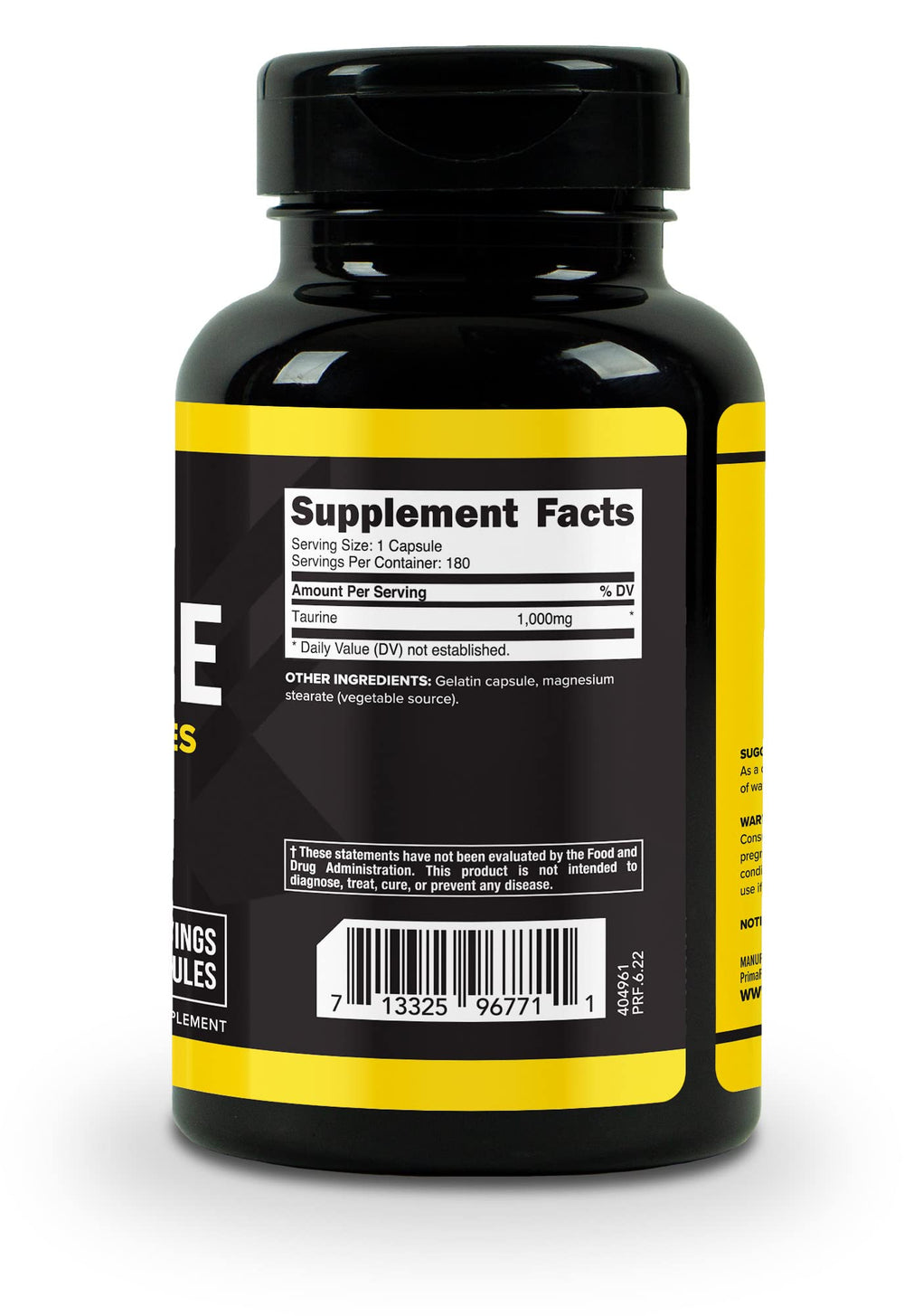 Non-GMO and gluten-free certification for Primaforce Taurine 1000mg