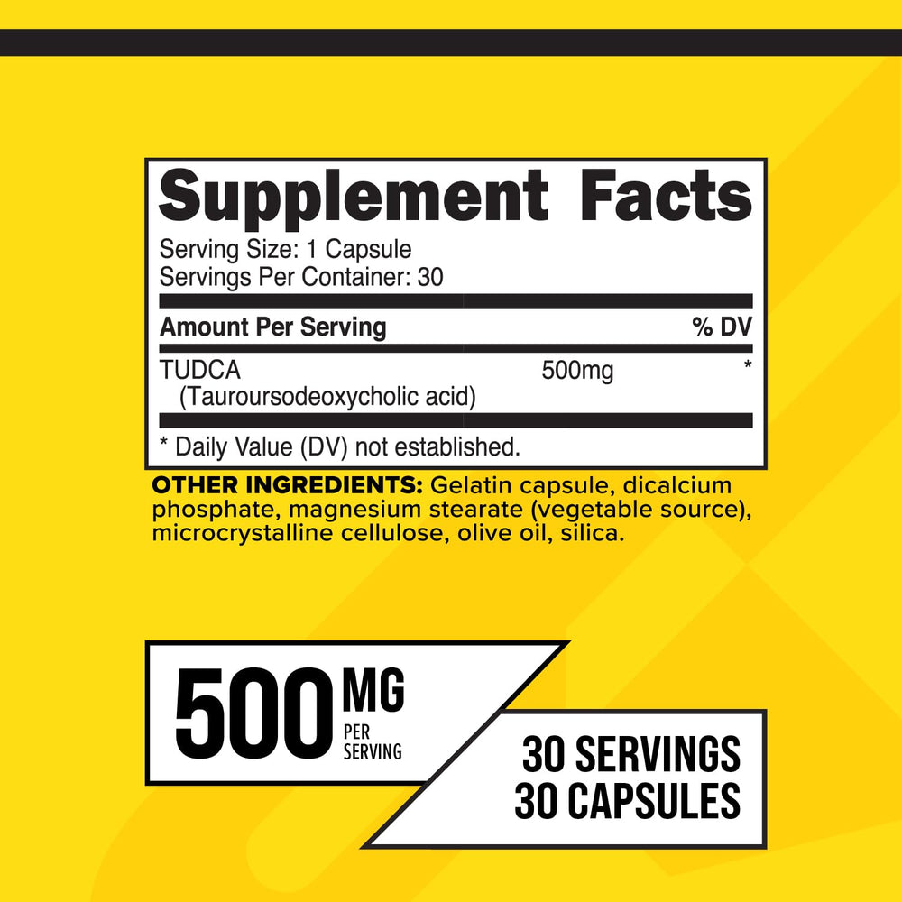 TUDCA capsules in a bottle for daily use