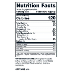 Primaforce Whey Protein Isolate Vanilla scoop beside tub for easy serving.