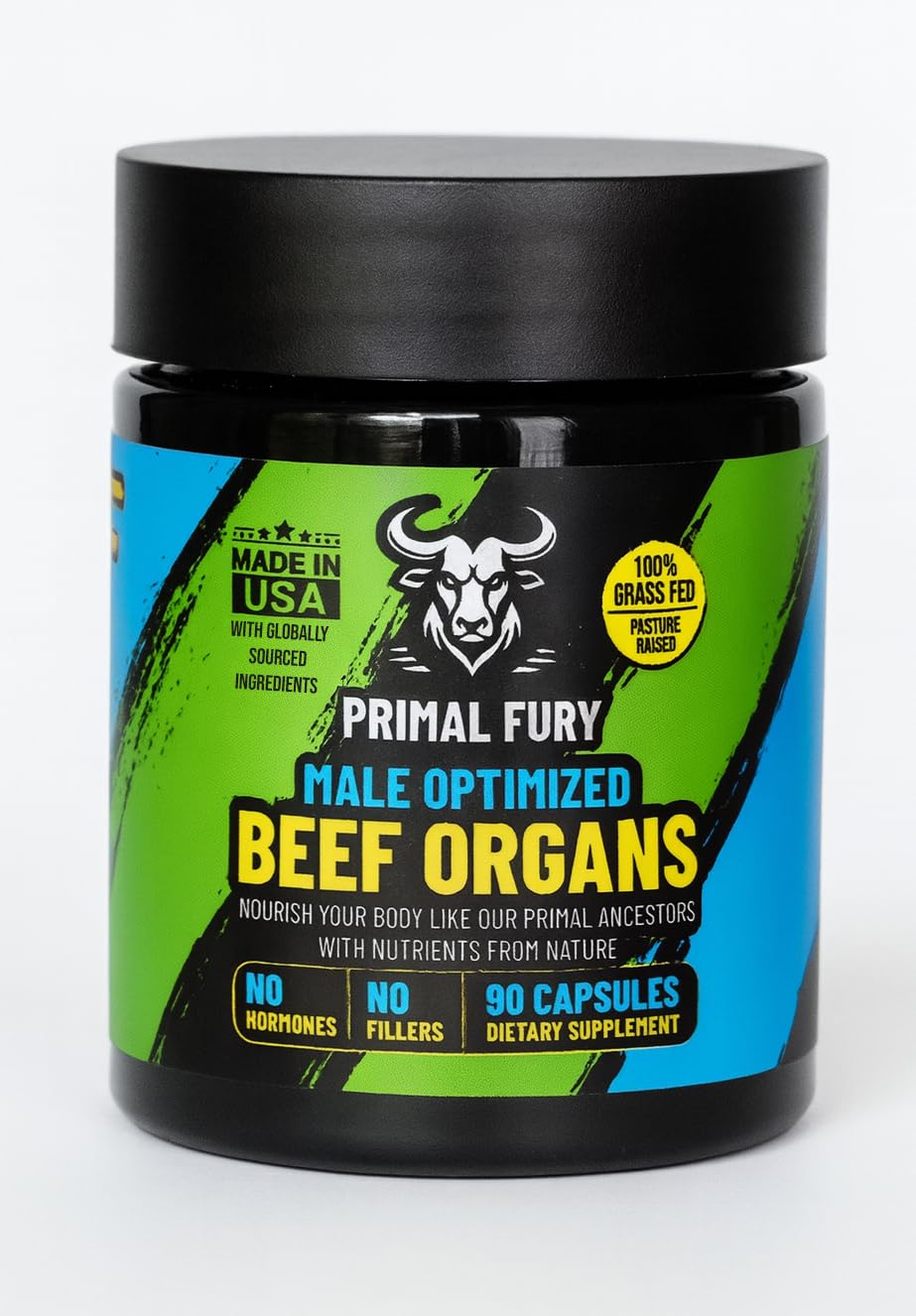 PRIMAL FURY grass-fed beef organ bottle for daily vitality