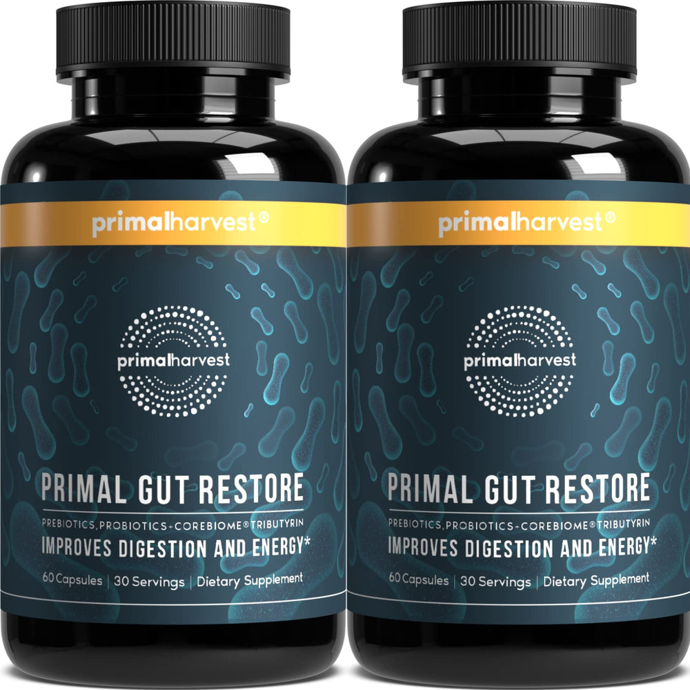 Primal Harvest 2 Pack Gut Restore product bottles with packaging