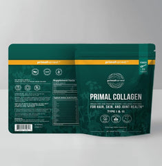 Back view of Primal Harvest Collagen Powder 2-pack 10 oz unflavored