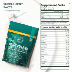 Back/label view of Primal Harvest Collagen Powder Type I & III 10 oz Original