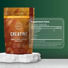 Unflavored vegan Creatine Powder in a jar