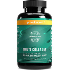 Primal Harvest Multi Collagen Pills bottle label with 120 capsules