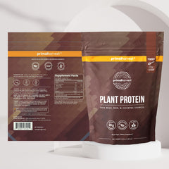 Primal Harvest vegan protein powder chocolate flavor pour for smooth blending