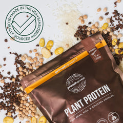 Primal Harvest vegan protein powder oats bowl setup for a balanced breakfast