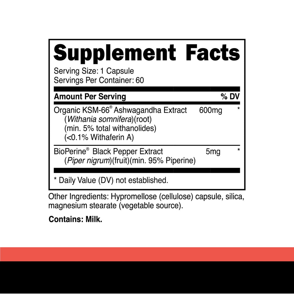 Close-up of Primal KSM-66 Ashwagandha capsules showing 600 mg per serving