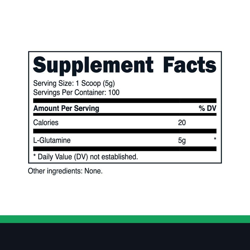 Unflavored L-Glutamine powder serving size 5 g