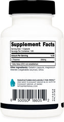 Supplement facts label for Primal L-Theanine Capsules