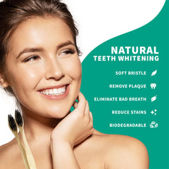 Gums and teeth gently massaged by charcoal bristles