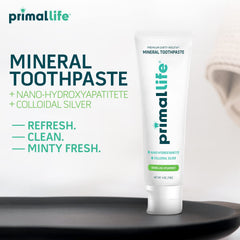Close-up of toothpaste paste showing nano-hydroxyapatite particles