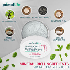 Ingredients list featuring bentonite, kaolin, and French green clays