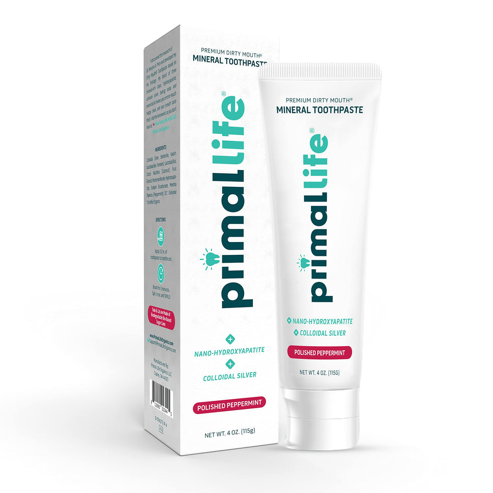 Product shot of Primal Life Organics Premium Dirty Mouth Mineral Toothpaste 4 oz
