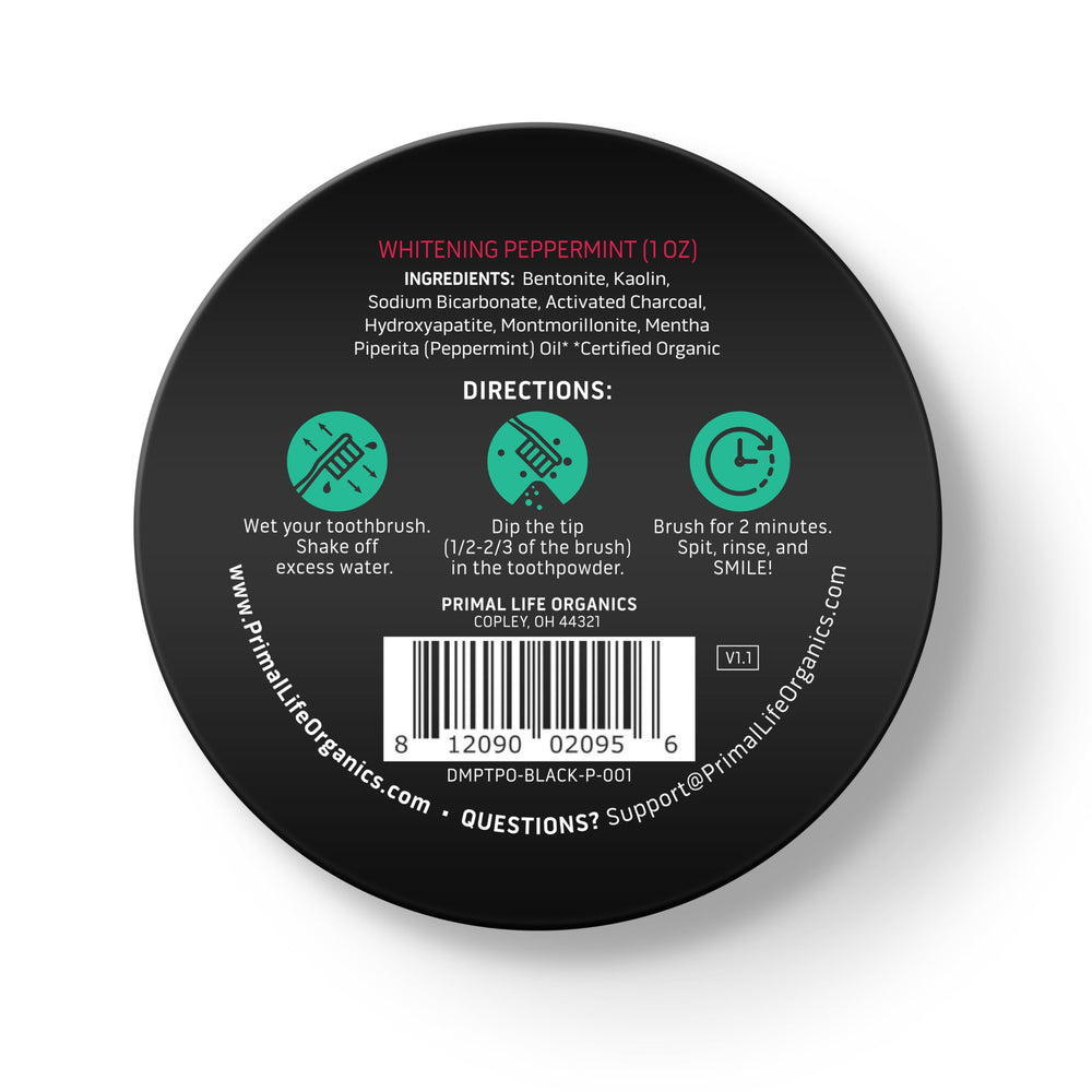 Overview of Dirty Mouth Toothpowder packaging